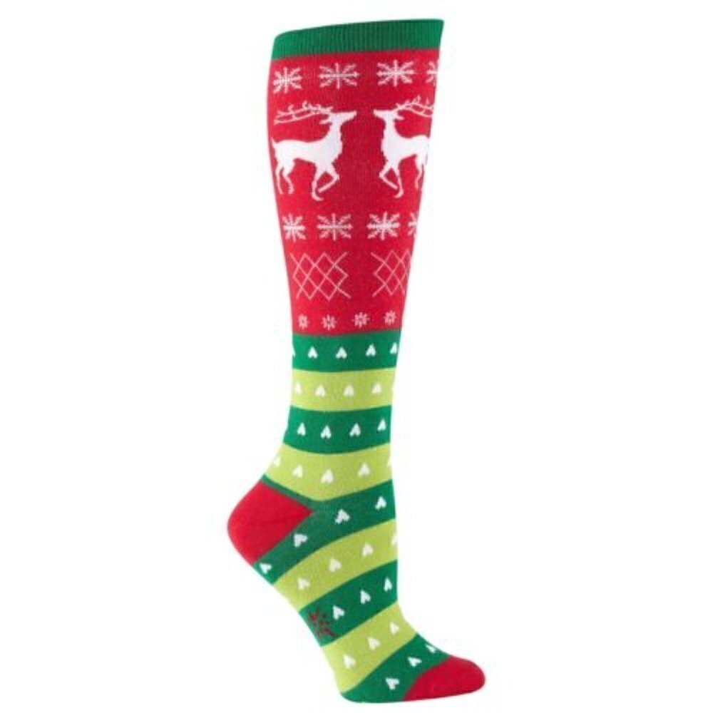 Sock it to Me Women's Knee High Tacky Holiday Sweater Socks Christmas Red Green